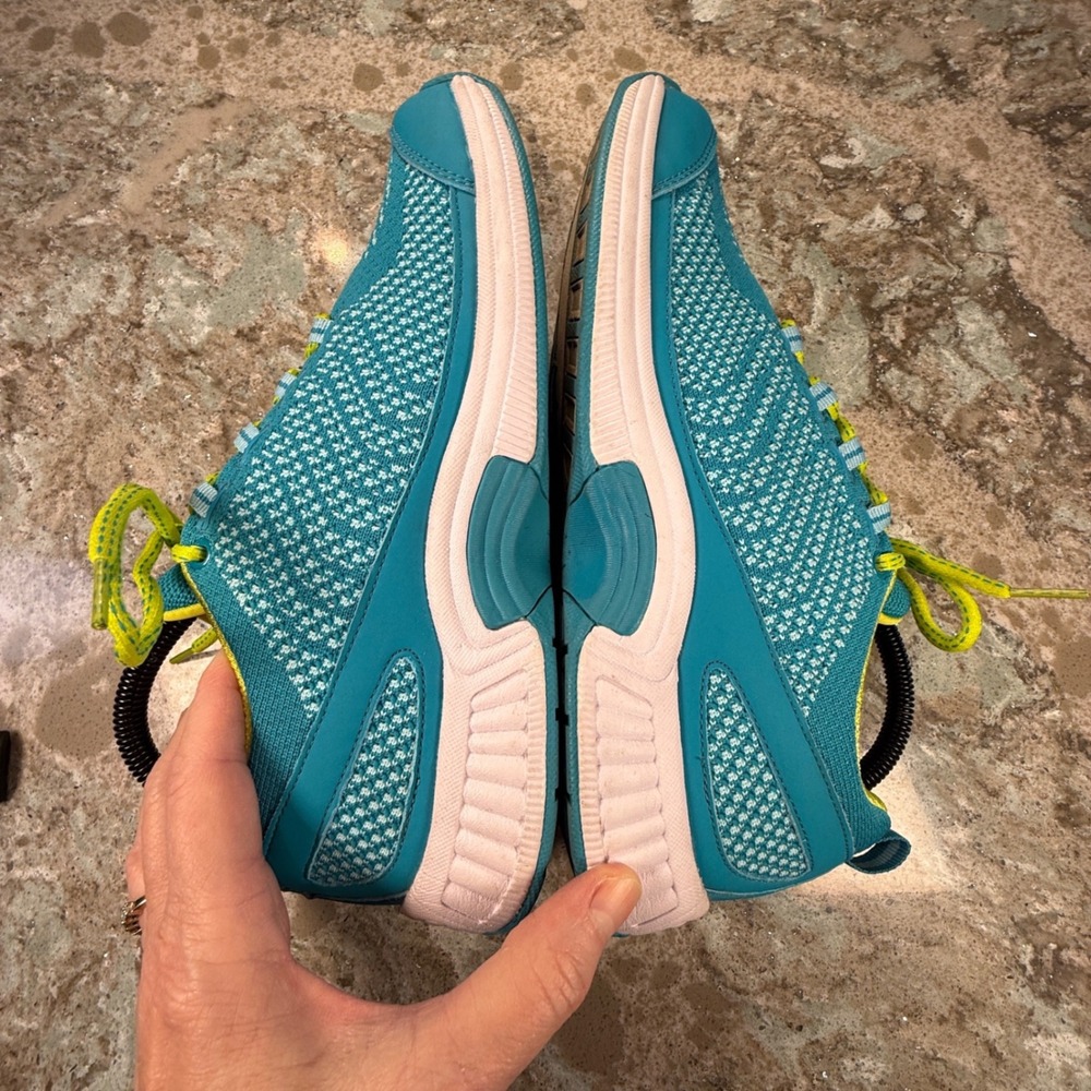 BioFit 986 Womens Teal Neon Yellow Knit Athletic Walking Sneakers Size 9 B - Picture 3 of 5